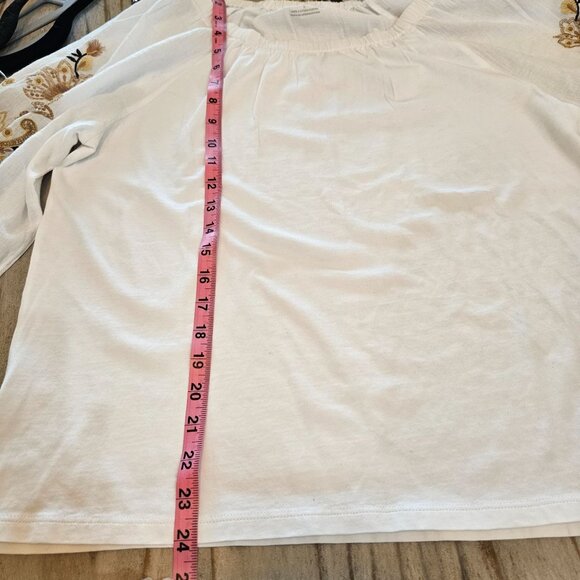 Talbot Blouson 3/4 Sleeve Top Size Large Boho Peasant Embroidered White - Picture 10 of 11